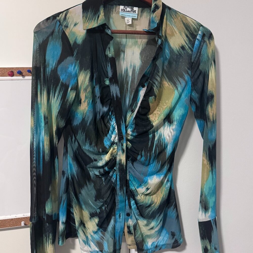 Future Collective Womens Small Watercolor Mesh Top